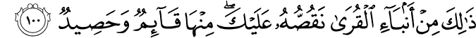 ذَٰلِكَ مِنْ أَنبَاءِ الْقُرَىٰ نَقُصُّهُ عَلَيْكَ ۖ مِنْهَا قَائِمٌ وَحَصِيدٌ