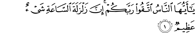  يَا أَيُّهَا النَّاسُ اتَّقُوا رَبَّكُمْ ۚ إِنَّ زَلْزَلَةَ السَّاعَةِ شَيْءٌ عَظِيمٌ