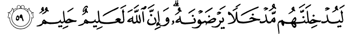 لَيُدْخِلَنَّهُم مُّدْخَلًا يَرْضَوْنَهُ ۗ وَإِنَّ اللَّهَ لَعَلِيمٌ حَلِيمٌ