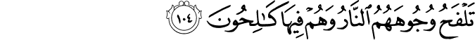 تَلْفَحُ وُجُوهَهُمُ النَّارُ وَهُمْ فِيهَا كَالِحُونَ