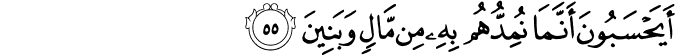 أَيَحْسَبُونَ أَنَّمَا نُمِدُّهُم بِهِ مِن مَّالٍ وَبَنِينَ