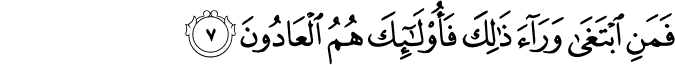 فَمَنِ ابْتَغَىٰ وَرَاءَ ذَٰلِكَ فَأُولَـٰئِكَ هُمُ الْعَادُونَ
