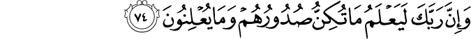 وَإِنَّ رَبَّكَ لَيَعْلَمُ مَا تُكِنُّ صُدُورُهُمْ وَمَا يُعْلِنُونَ