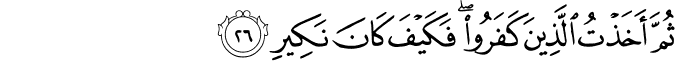 ثُمَّ أَخَذْتُ الَّذِينَ كَفَرُوا ۖ فَكَيْفَ كَانَ نَكِيرِ