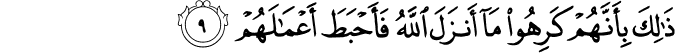 ذَٰلِكَ بِأَنَّهُمْ كَرِهُوا مَا أَنزَلَ اللَّهُ فَأَحْبَطَ أَعْمَالَهُمْ