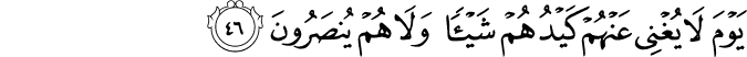 يَوْمَ لَا يُغْنِي عَنْهُمْ كَيْدُهُمْ شَيْئًا وَلَا هُمْ يُنصَرُونَ