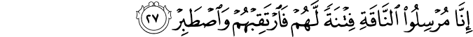 إِنَّا مُرْسِلُو النَّاقَةِ فِتْنَةً لَّهُمْ فَارْتَقِبْهُمْ وَاصْطَبِرْ
