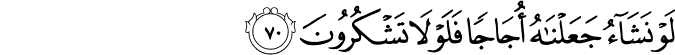 لَوْ نَشَاءُ جَعَلْنَاهُ أُجَاجًا فَلَوْلَا تَشْكُرُونَ