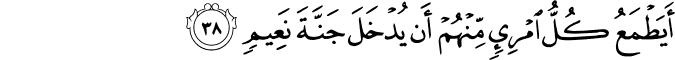 أَيَطْمَعُ كُلُّ امْرِئٍ مِّنْهُمْ أَن يُدْخَلَ جَنَّةَ نَعِيمٍ