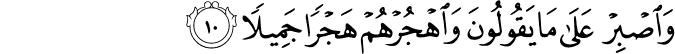 وَاصْبِرْ عَلَىٰ مَا يَقُولُونَ وَاهْجُرْهُمْ هَجْرًا جَمِيلًا